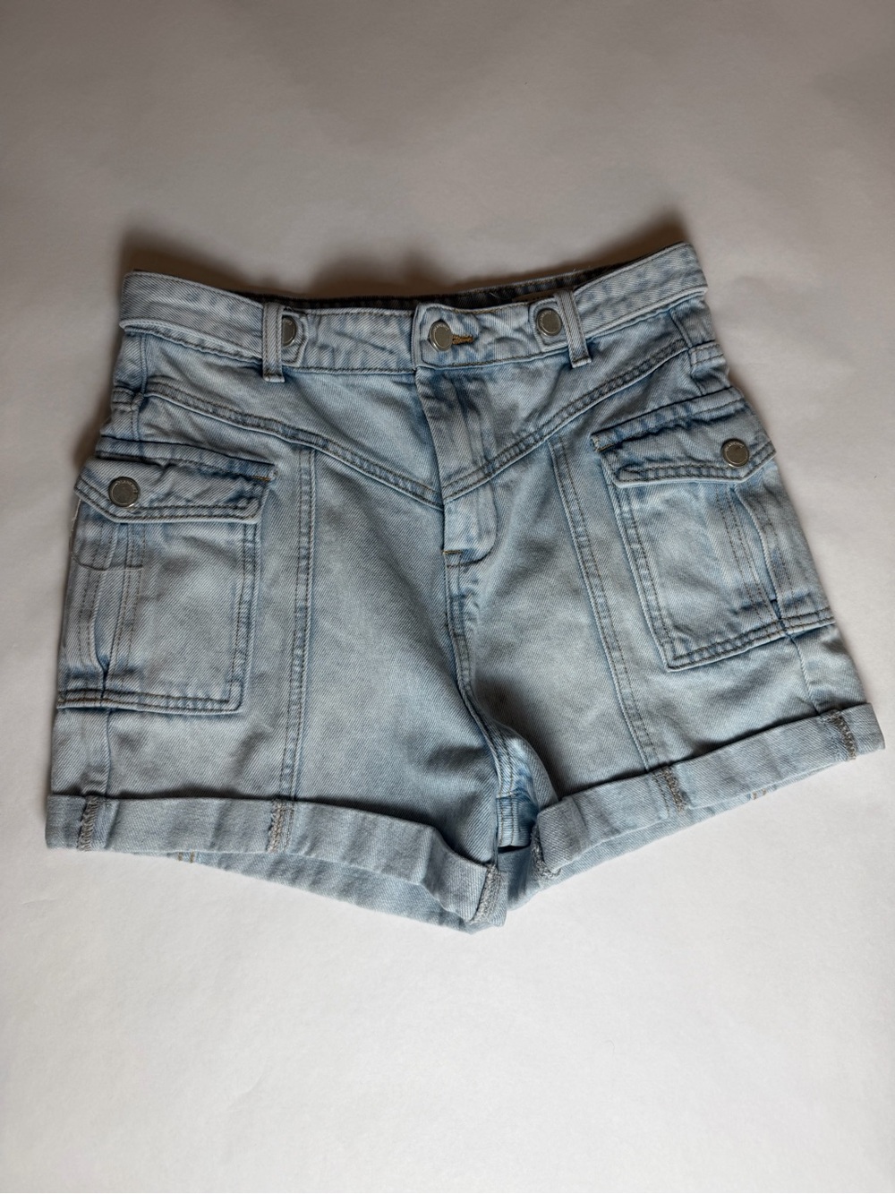 Blank NYC Light Blue Denim Cargo Shorts